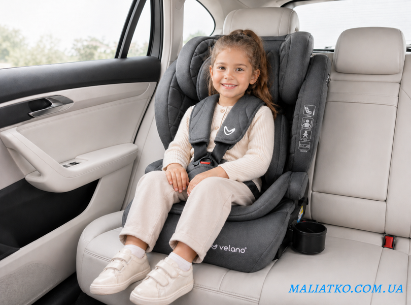 Автокрісло VELANO Flexo i-Size 76&ndash;150 см, ISOFIX + Top Tether/ремінь, grey sf59727 фото