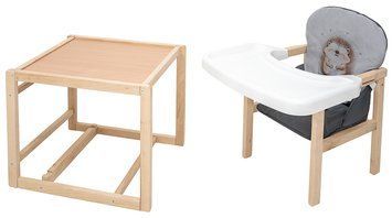 Стульчик-трансформер Babyroom Пеппи-230 eko серый/графит (ежик, сердца) 1000680998 фото