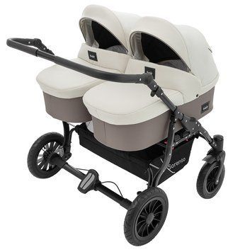 Коляска 2 в 1 для двойни Bair Sorento DUO BS-03 слоновая кость / капучино 1000680815 фото