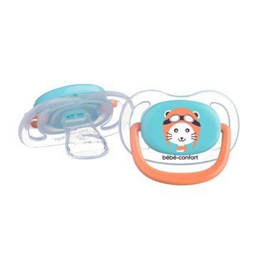 Пустушка силіконова BEBE CONFORT 2 шт Physio Air Dummy Traveller 6/18 синя та помаранчева 000040194 фото