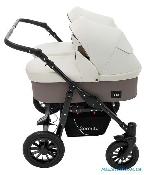 Коляска 2 в 1 для двойни Bair Sorento DUO BS-03 слоновая кость / капучино 1000680815 фото