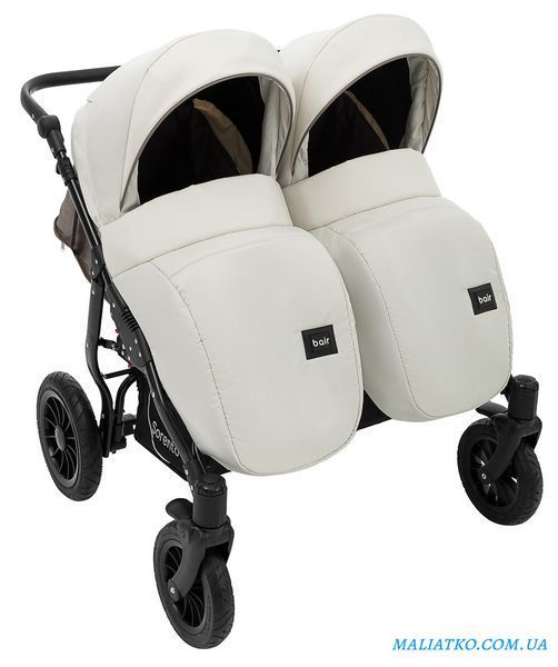 Коляска 2 в 1 для двойни Bair Sorento DUO BS-03 слоновая кость / капучино 1000680815 фото