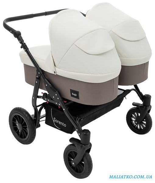 Коляска 2 в 1 для двойни Bair Sorento DUO BS-03 слоновая кость / капучино 1000680815 фото