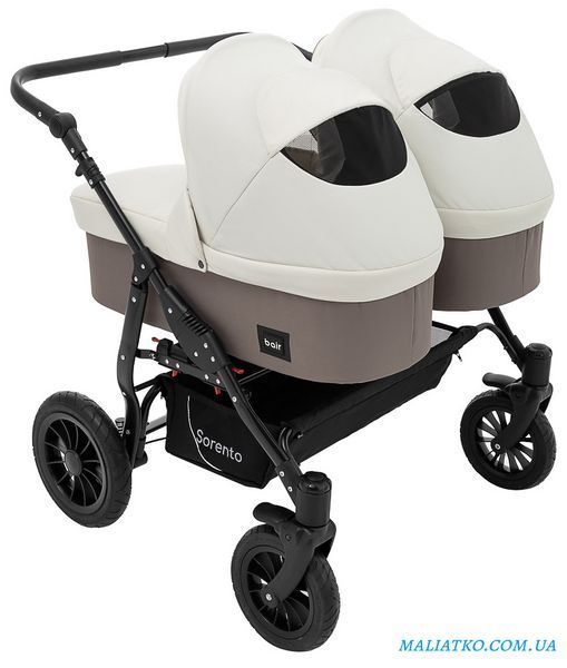 Коляска 2 в 1 для двойни Bair Sorento DUO BS-03 слоновая кость / капучино 1000680815 фото