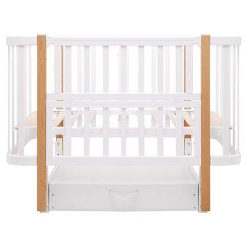 Кровать Babyroom Луна LU-3 маятник, ящик белый / натуральный 1000681897 фото