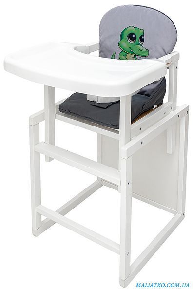 Стільчик-трансформер Babyroom Пеппі-240 білий сірий / графіт (крокодил) 681009 фото