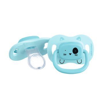 Пустушка силіконова з поворотною базою BEBE CONFORT 2 шт 0/6 Minimalistic Animals синя 000040204 фото