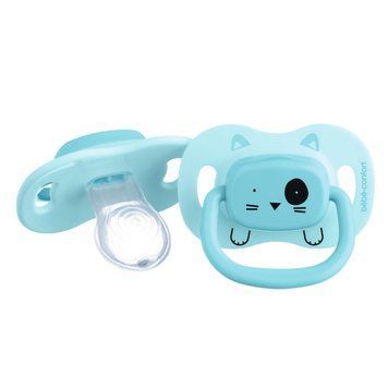 Пустушка силіконова з поворотною базою BEBE CONFORT 2 шт 18/36 Minimalistic Animals синя 000040206 фото