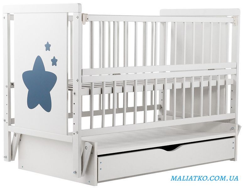 Ліжко Babyroom Зірочка Z-03 маятник, ящик, відкидний бік бук білий 1000624470 фото