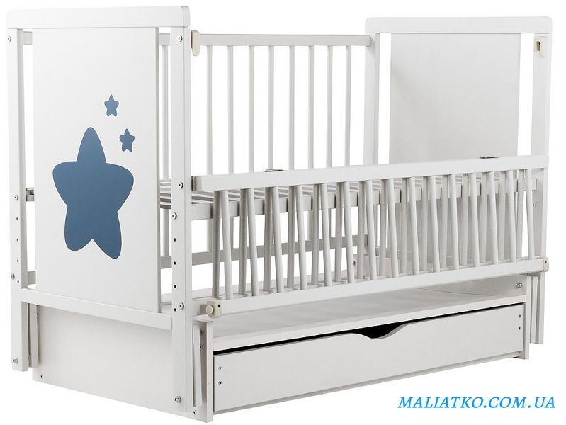 Ліжко Babyroom Зірочка Z-03 маятник, ящик, відкидний бік бук білий 1000624470 фото