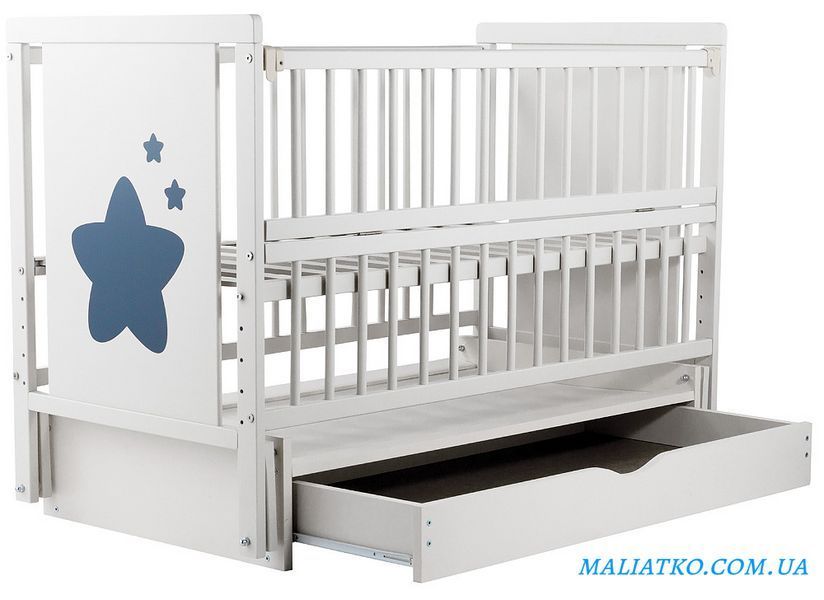 Ліжко Babyroom Зірочка Z-03 маятник, ящик, відкидний бік бук білий 1000624470 фото