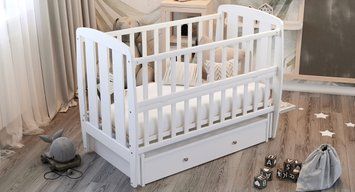 Ліжко Babyroom Кулька SH-03 маятник, ящик, відкидний бік бук білий 625946 фото