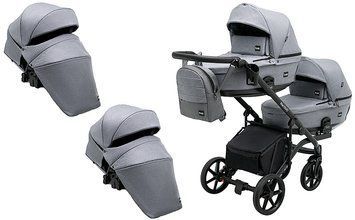 Коляска 2 в 1 для двойни Bair Kiwi DUO Soft BKP-218 серый 1000681104 фото