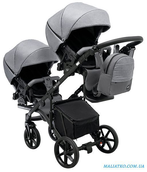 Коляска 2 в 1 для двойни Bair Kiwi DUO Soft BKP-218 серый 1000681104 фото
