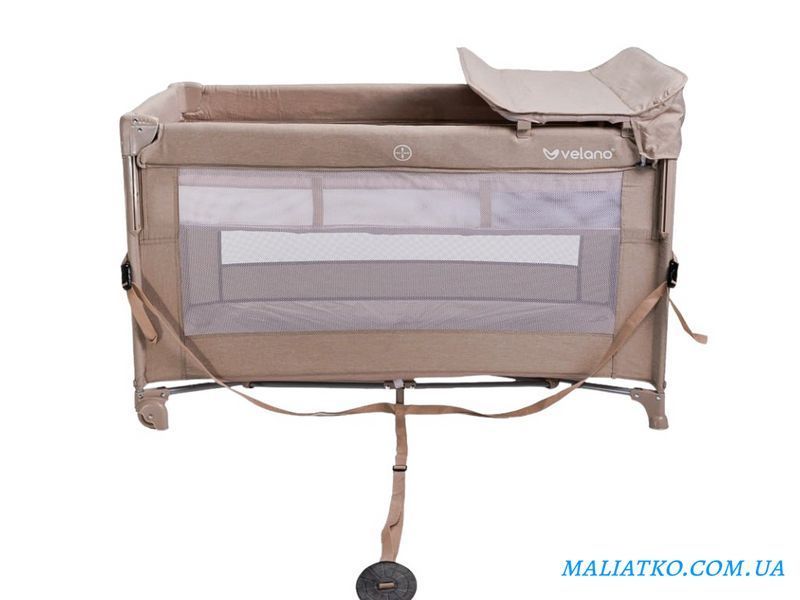 Ліжко-манеж дитяче з другим ярусом та пеленатором VELANO Tino, beige sf58603 фото
