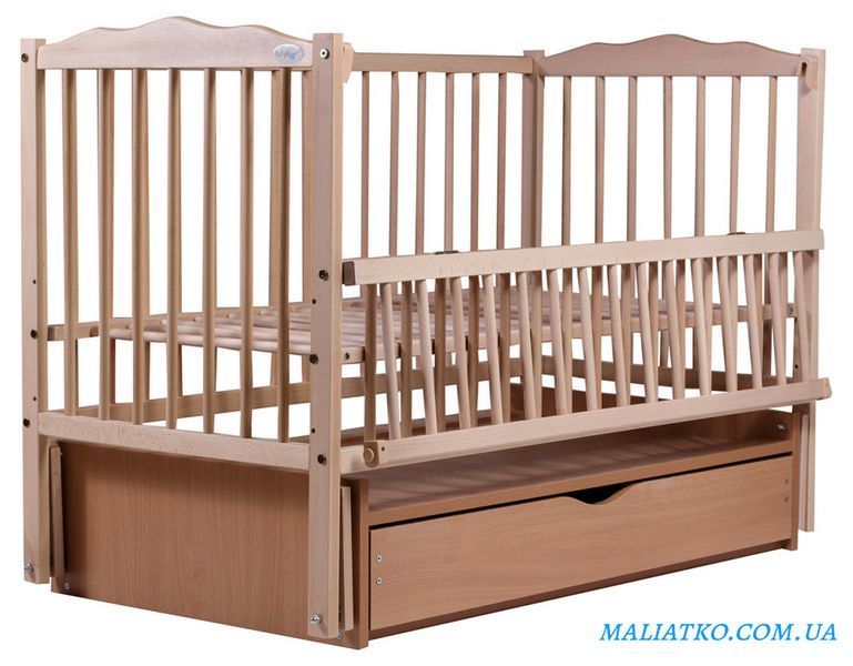 Ліжко Babyroom Веселка DVMYO-3 маятник, ящик, відкидний бік бук натуральний 622007 фото