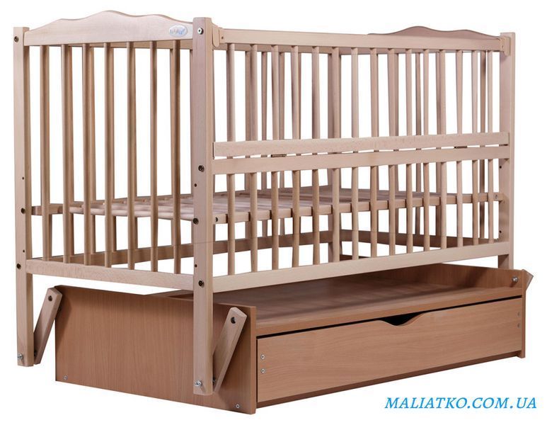 Ліжко Babyroom Веселка DVMYO-3 маятник, ящик, відкидний бік бук натуральний 622007 фото