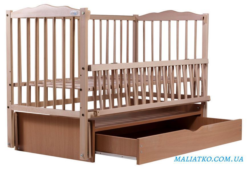 Ліжко Babyroom Веселка DVMYO-3 маятник, ящик, відкидний бік бук натуральний 622007 фото