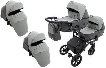 Коляска 2 в 1 для двойни Bair Kiwi DUO ECO BKD-21/15 серый / графит 1000681043 фото