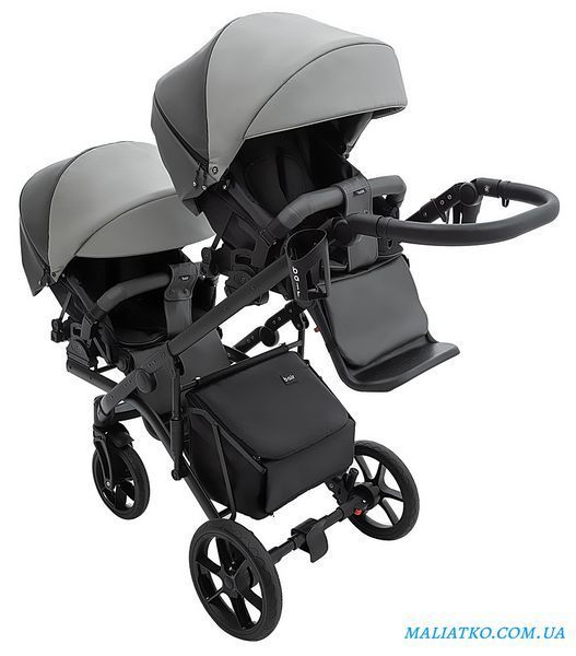 Коляска 2 в 1 для двойни Bair Kiwi DUO ECO BKD-21/15 серый / графит 1000681043 фото