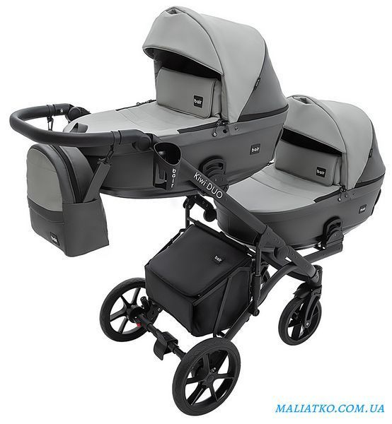 Коляска 2 в 1 для двойни Bair Kiwi DUO ECO BKD-21/15 серый / графит 1000681043 фото