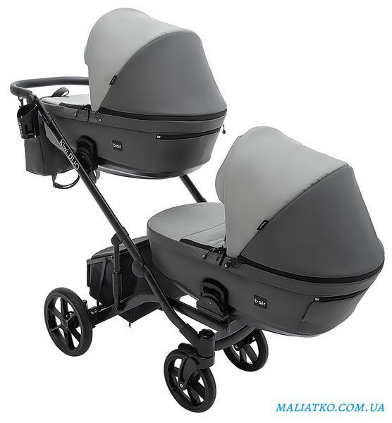 Коляска 2 в 1 для двойни Bair Kiwi DUO ECO BKD-21/15 серый / графит 1000681043 фото