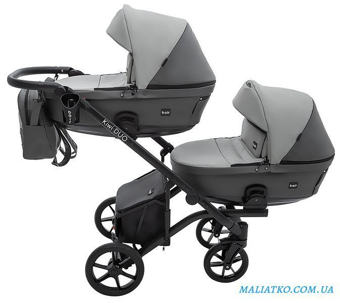 Коляска 2 в 1 для двойни Bair Kiwi DUO ECO BKD-21/15 серый / графит 1000681043 фото