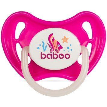 Пустушка симетрична BABOO силіконова, світиться в темряві, рожева, Sea Life, 6+ місяців 000039926 фото