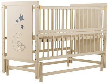Кровать Babyroom Медвежонок M-02 маятник, откидной бок бук слоновая кость 192893 фото