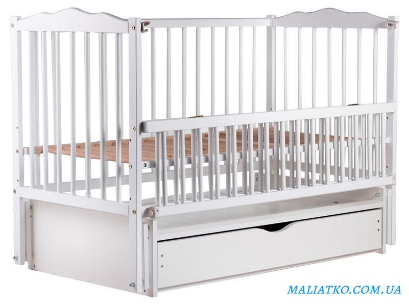 Ліжко Babyroom Веселка DVMYO-3 маятник, ящик, відкидний бік бук білий 622152 фото