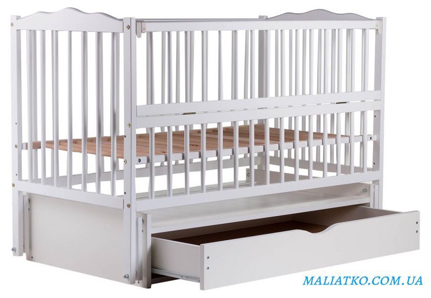 Ліжко Babyroom Веселка DVMYO-3 маятник, ящик, відкидний бік бук білий 622152 фото