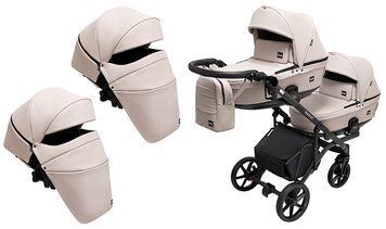 Коляска 2 в 1 для двойни Bair Kiwi DUO ECO BKD-33-1 капучино 1000681855 фото