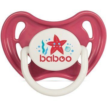 Пустушка симетрична BABOO латексна, червона, Sea Life, 6+ міс 000039929 фото