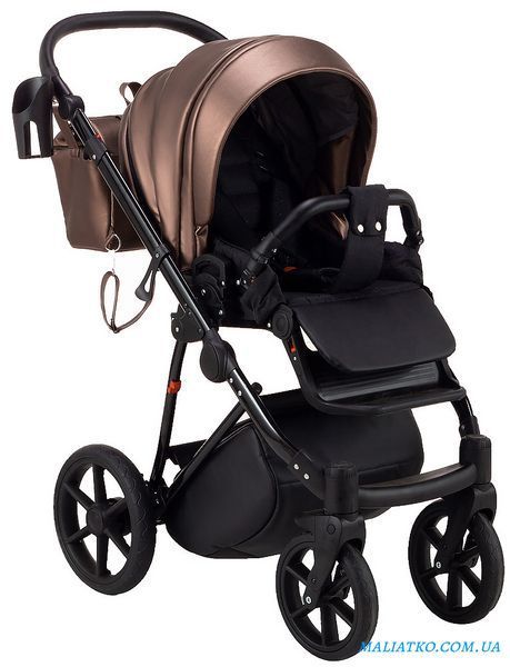 Коляска 2 в 1 Bair Infinity кожа 100% BI-02- AMO bronze pearl (бронза перламутр) 1000625181 фото