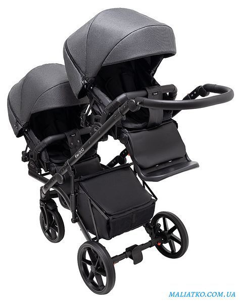 Коляска 2 в 1 для двойни Bair Kiwi DUO Soft BKD-219-1 графит 1000681857 фото