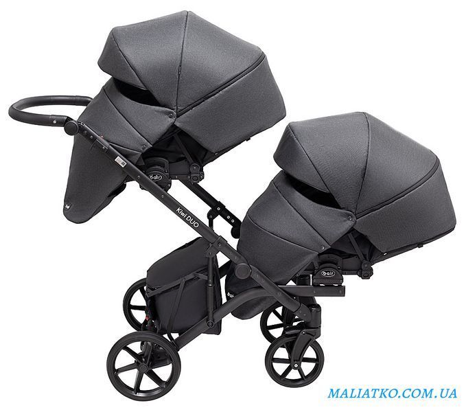 Коляска 2 в 1 для двойни Bair Kiwi DUO Soft BKD-219-1 графит 1000681857 фото