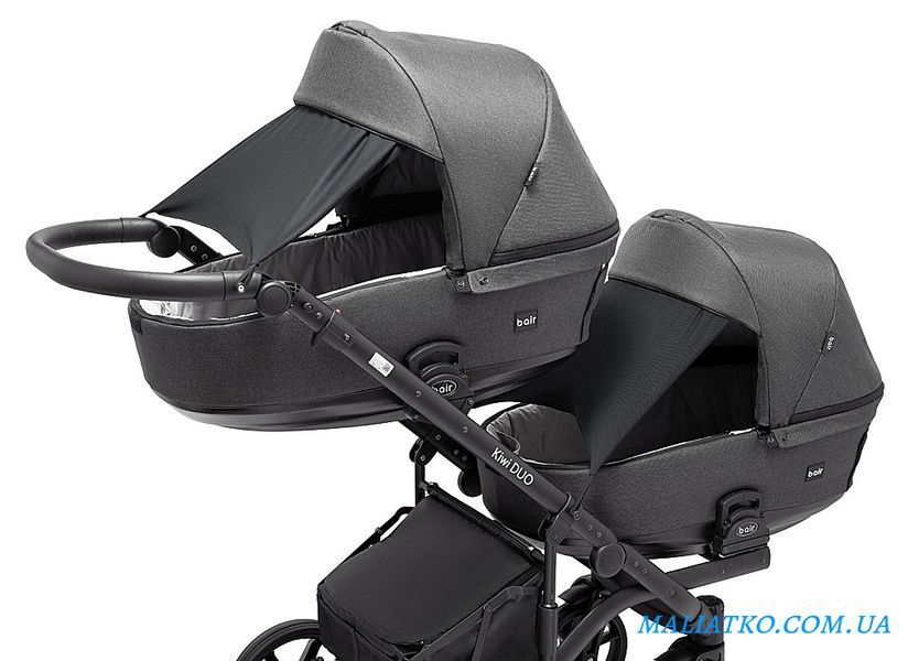 Коляска 2 в 1 для двойни Bair Kiwi DUO Soft BKD-219-1 графит 1000681857 фото