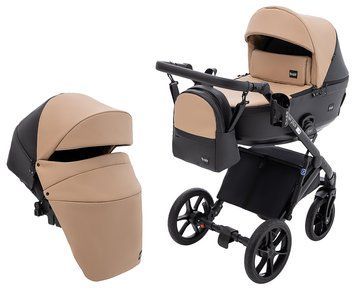 Коляска 2 в 1 Bair Kiwi Plus ECO BKP-18/15 капучино / черный 1000680897 фото