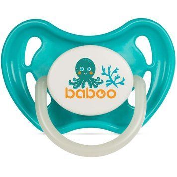 Пустушка кругла BABOO латексна, світиться в темряві, бірюзова, Sea Life, 0+ місяців 000039931 фото