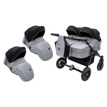 Коляска 2 в 1 для двойни Bair Sorento DUO BS-05 серый / черный 1000681663 фото