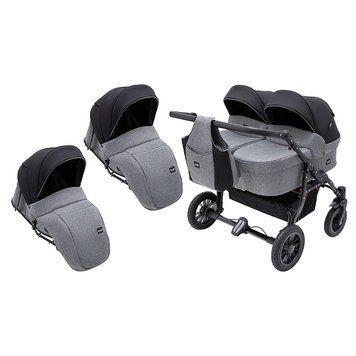 Коляска 2 в 1 для двойни Bair Sorento DUO BS-04 графит / черный 1000681662 фото