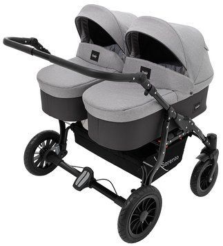 Коляска 2 в 1 для двойни Bair Sorento DUO BS-02 серый / графит 1000680814 фото