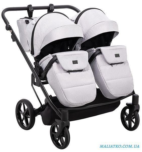 Коляска 2 в 1 для двойни Adamex Leo Duo Tip TK-1 светло-серый 1000681138 фото