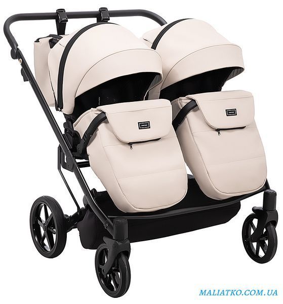 Коляска 2 в 1 для двойни Adamex Leo Duo Eco SA-7 латте 1000681144 фото