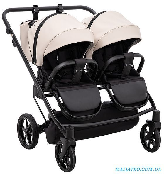 Коляска 2 в 1 для двойни Adamex Leo Duo Eco SA-7 латте 1000681144 фото