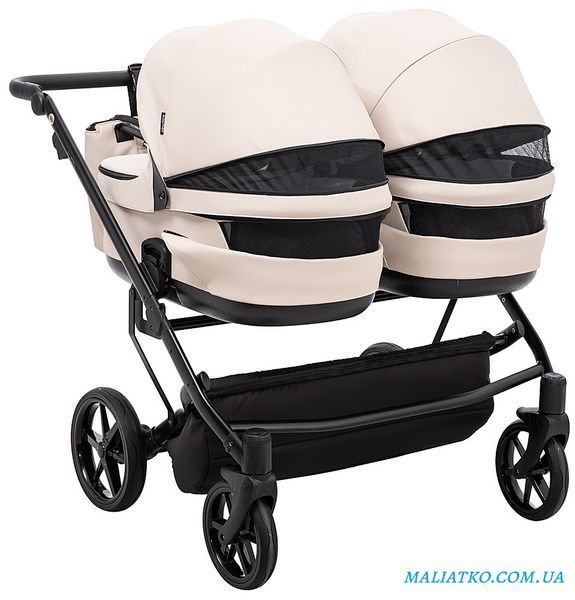 Коляска 2 в 1 для двойни Adamex Leo Duo Eco SA-7 латте 1000681144 фото