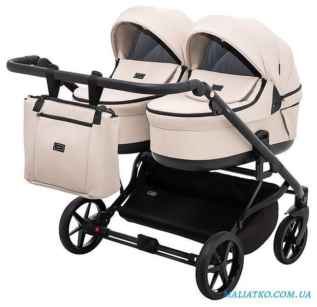 Коляска 2 в 1 для двойни Adamex Leo Duo Eco SA-7 латте 1000681144 фото