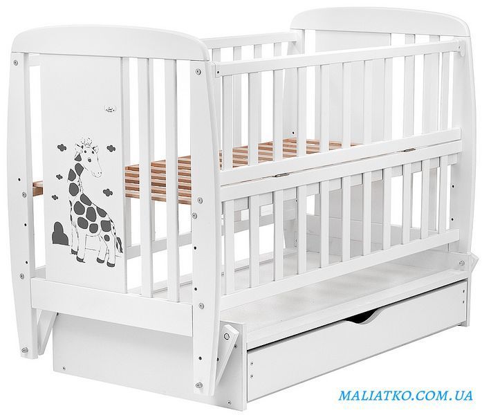 Ліжко Babyroom Жирафік DJMYO-3 маятник, ящик, відкидний бік бук білий 625289 фото