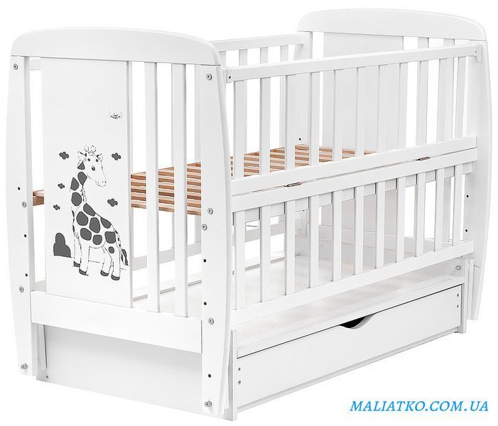 Ліжко Babyroom Жирафік DJMYO-3 маятник, ящик, відкидний бік бук білий 625289 фото