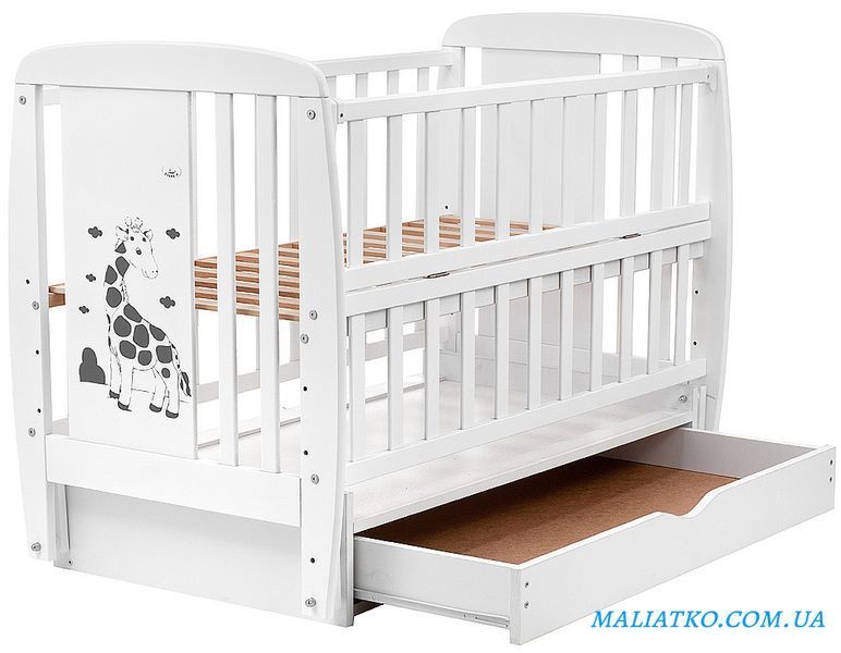 Ліжко Babyroom Жирафік DJMYO-3 маятник, ящик, відкидний бік бук білий 625289 фото